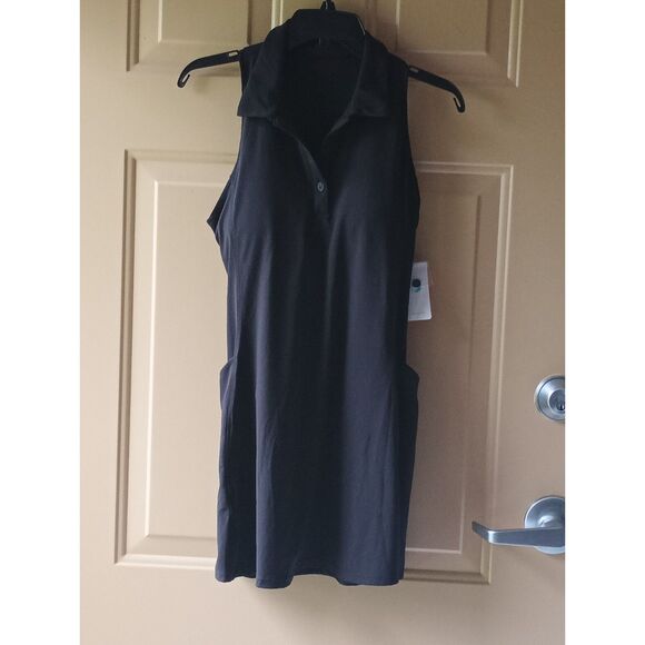 Iuga Pants - IUGA Black Sleeveless Polo Tennis Dress Built-in Bra Inserts Pockets NWT M